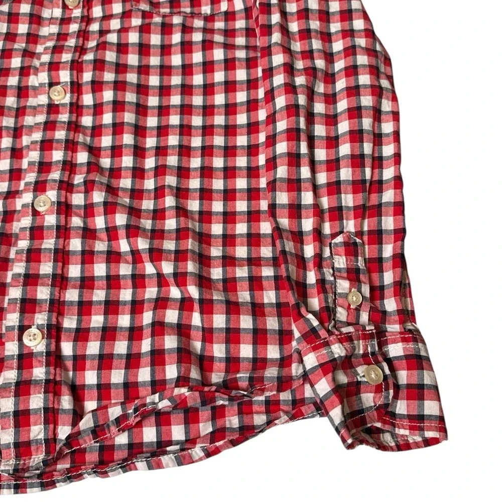 Osh Kosh Boy's‎ Flannel Plaid Shirt Plaid Size 14 Red Blue Button Down Farm 474